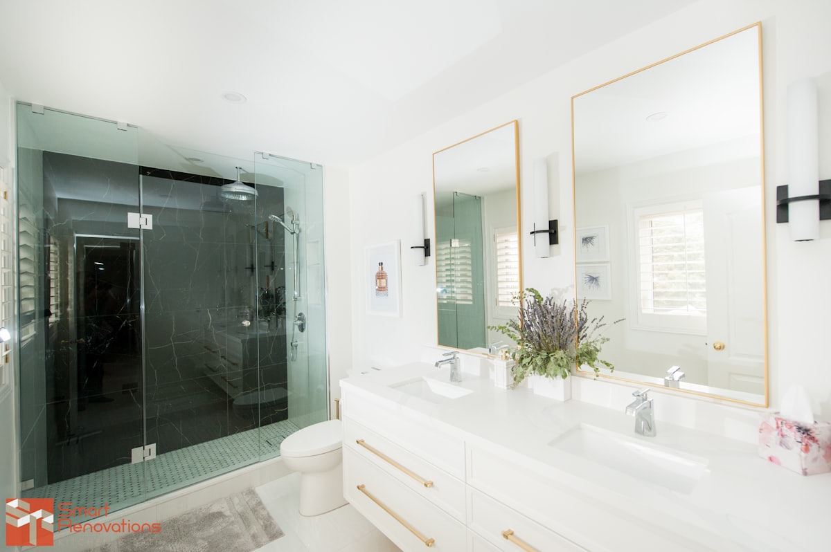 Bathroom with custom glass enclosure